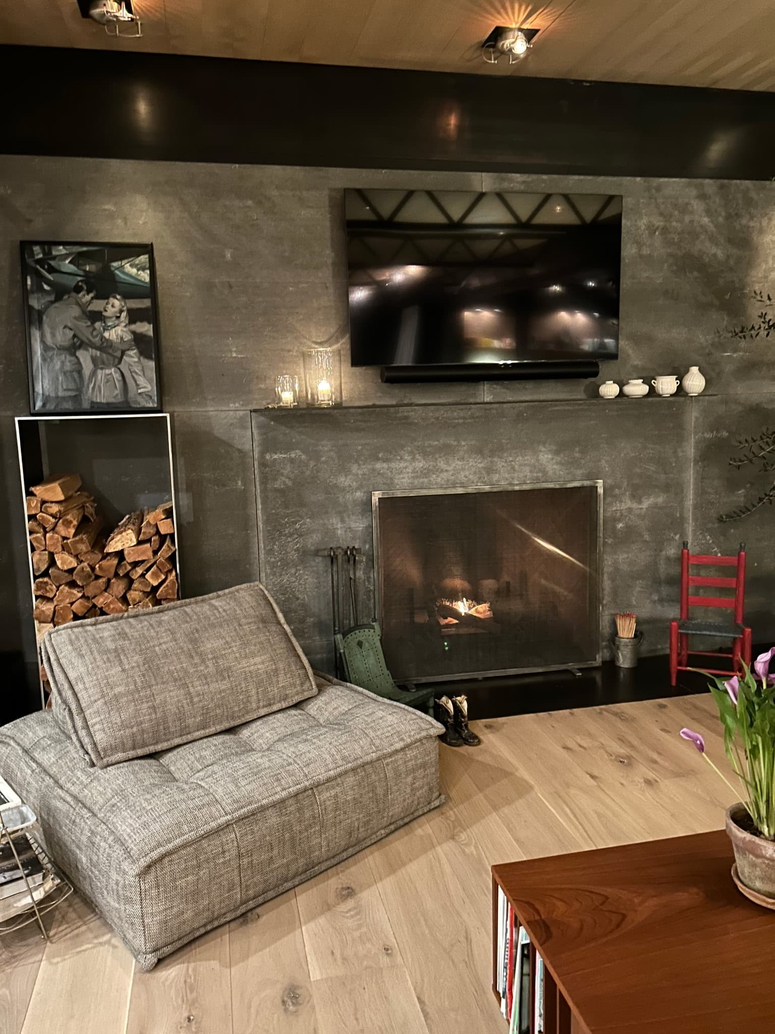 Custom metal fireplace surround and decorative metalwork in Norwalk CT home